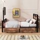 preview thumbnail 4 of 11, Twin Size Metal Platform Kids Bed Frame with Headboard, Two Storage Drawers, and Rotatable TV Stand for Bedroom, Black