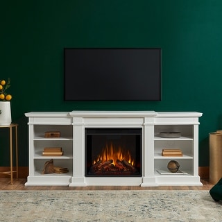 Fresno 72" Media Electric Fireplace in White by Real Flame - 71.73 ' L x 18.98" W x 29.88" H