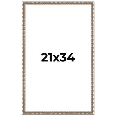 21x34 Frame Silver Versailles Ornate Solid Wood Picture Frame | 1 Inch