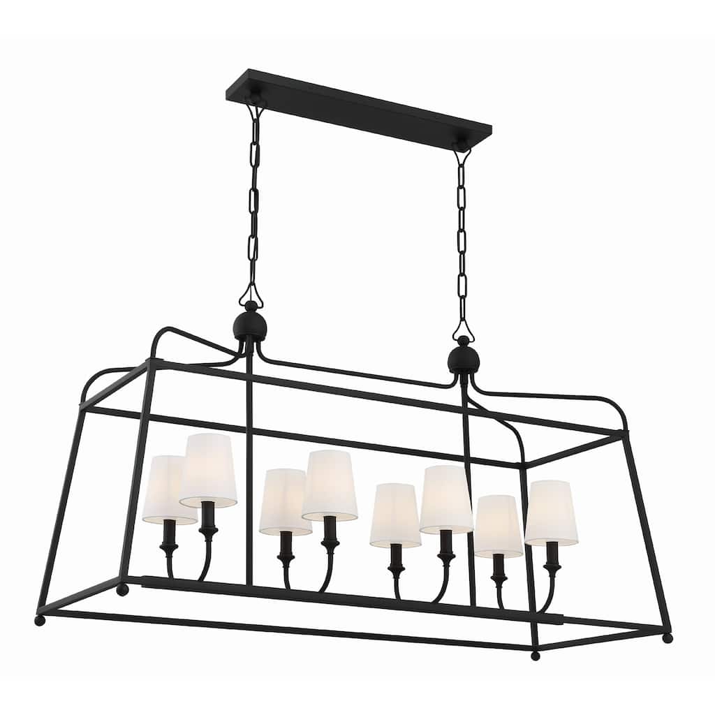 Libby Langdon for Crystorama Sylvan 8 Light Black Forged Chandelier - 42"W x 25"H x 18"D