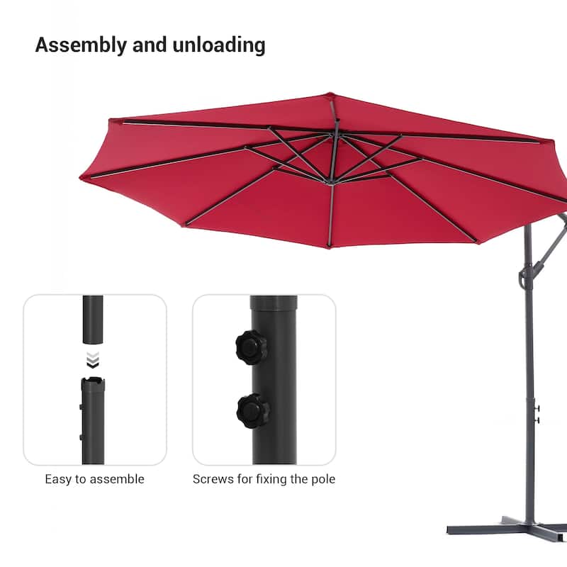 LIVOOSUN 10ft Patio Offset Umbrellas,Hanging Market Patio Umbrella