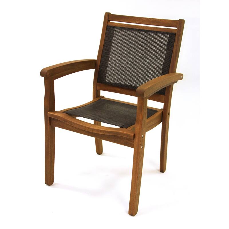 Eilaf Eucalyptus & Dark Brown Sling Stacking Armchair - N/A