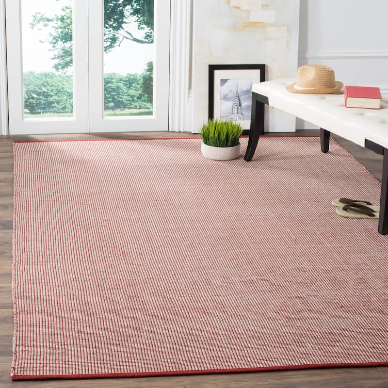 SAFAVIEH Handmade Flatweave Montauk Mariko Casual Cotton Rug - 6' x 9' - Ivory/Red - Rectangle