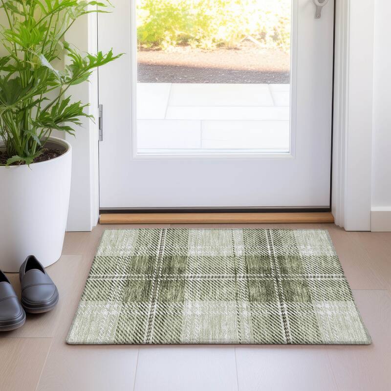 Premium Washable Super Soft Plaid Mayfield Rug - Aloe - 1'8" x 2'6"
