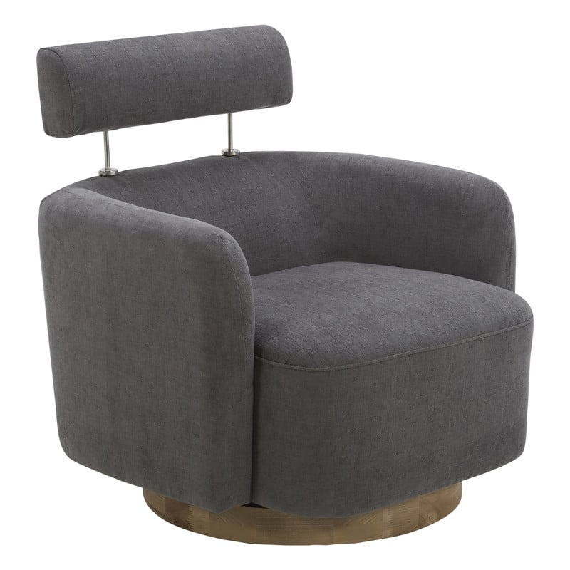 Spruce & Spring Ray Modern Swivel Accent Barrel Chairs - Dark Grey