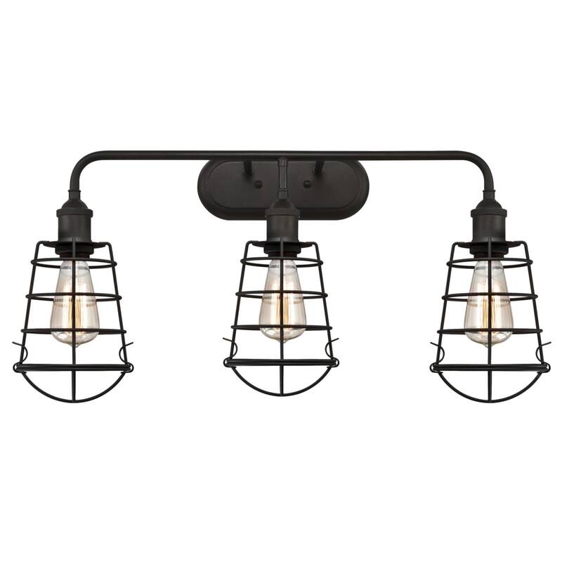 Westinghouse Oliver Three-Light Indoor Wall Fixture, Oil Rubbed Bronze Finish with Cage Shades - 3-Light