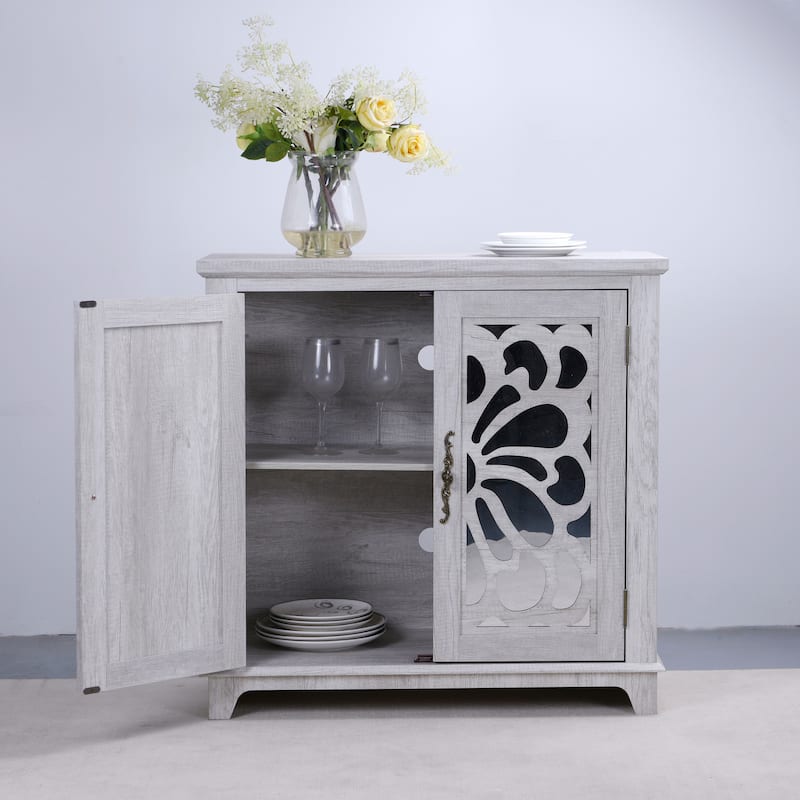 Rossetta Elegant Wooden Intricate Cutout Charming Butterfly Pattern Accent Cabinet with Adjustable Shelf
