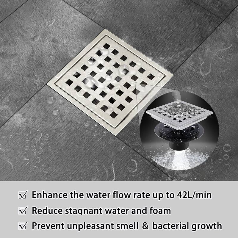 6" Square Shower Floor Drain