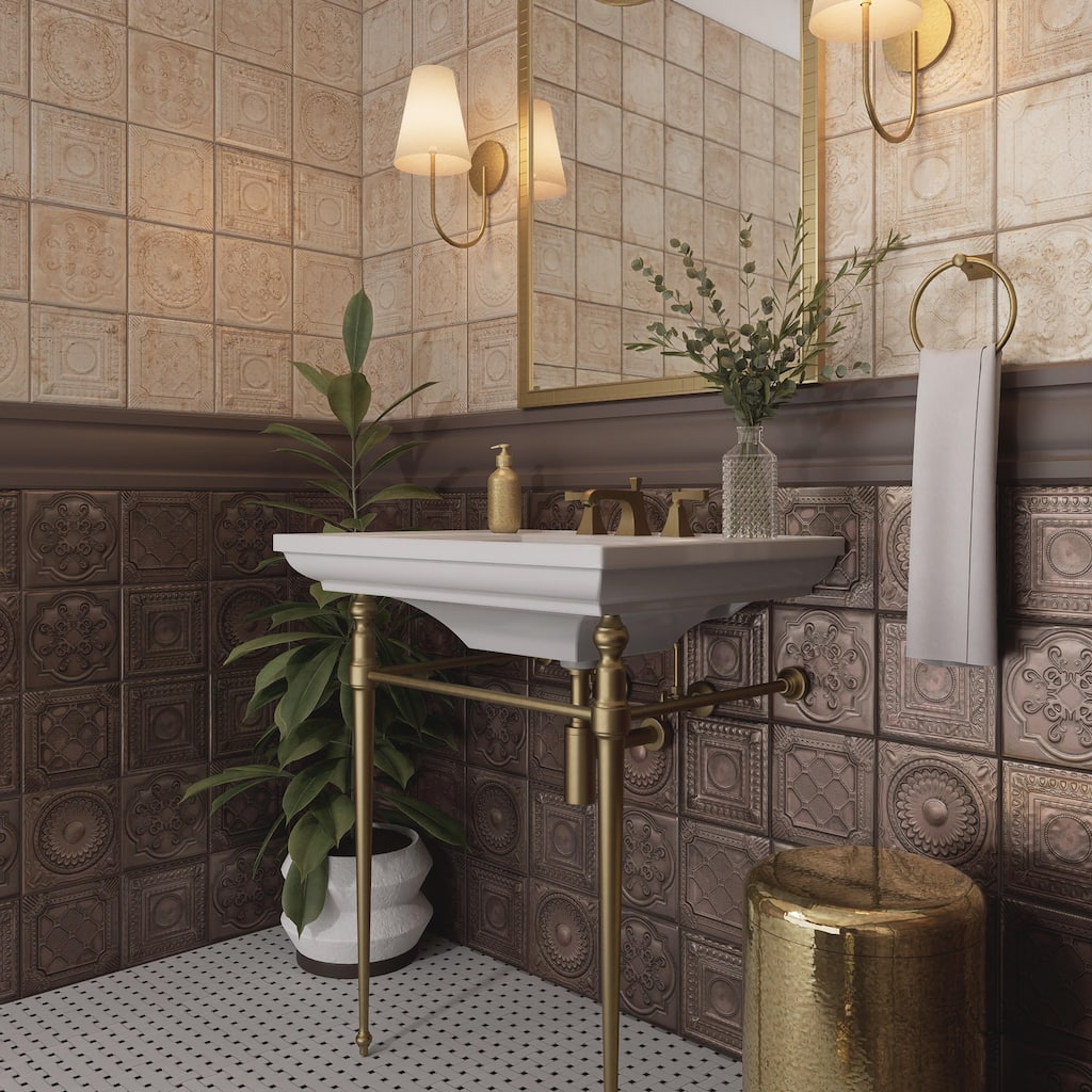 Merola Tile Ritz Metallo Copper 7-7/8" x 7-7/8" Ceramic Wall Tile