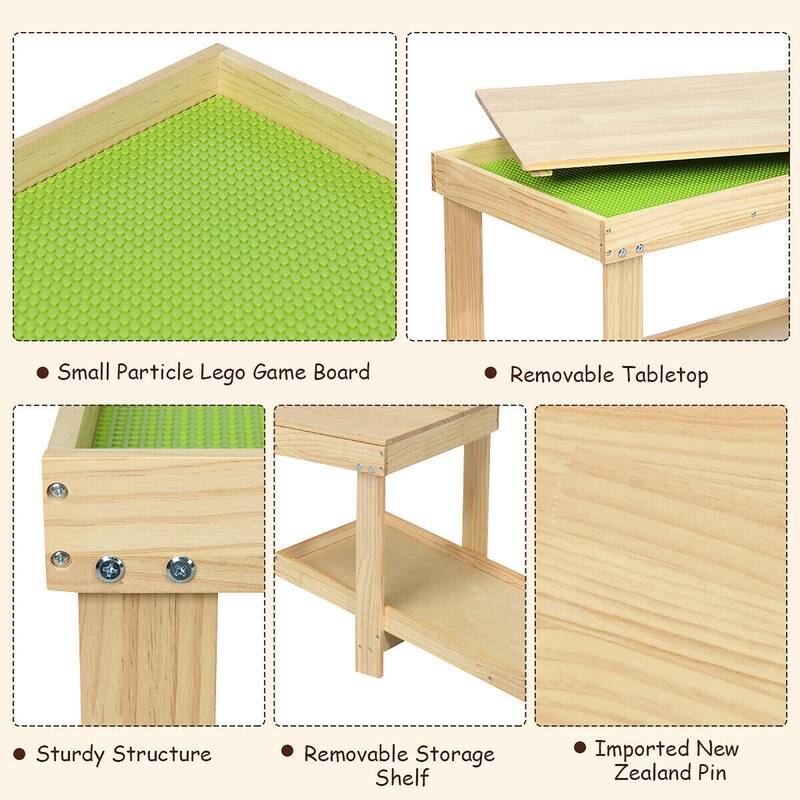 Gymax Patented Wood Kids Activity Play Table Block Table Multifunction - 32.5'' x 17'' x 19.5''