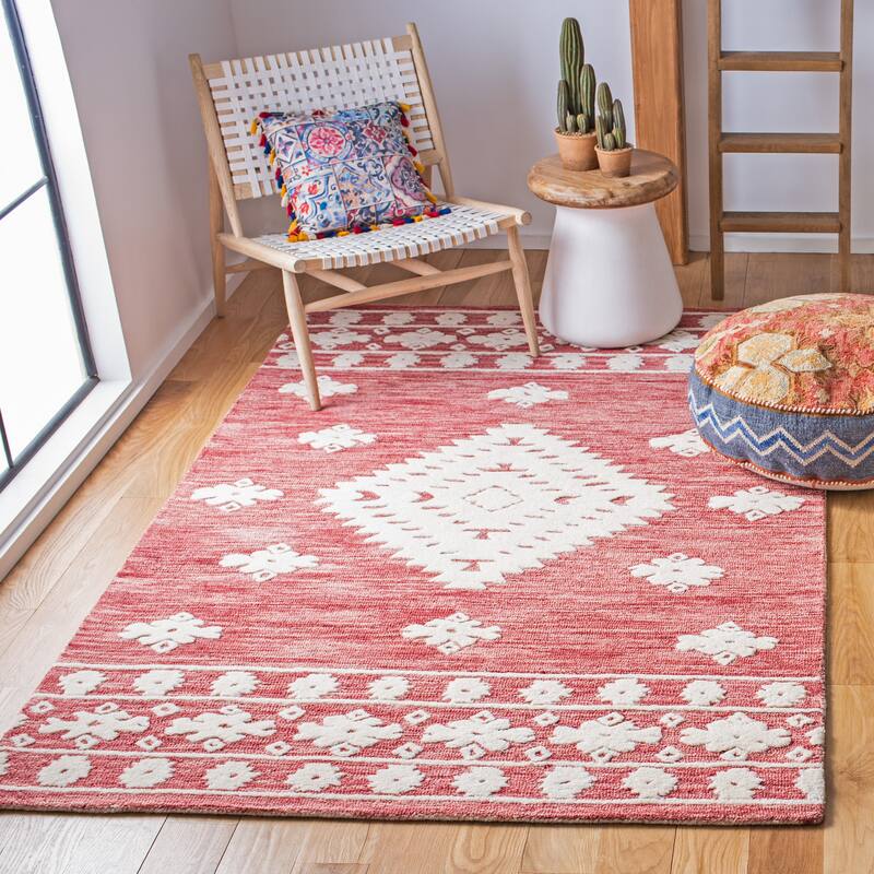 SAFAVIEH Handmade Aspen Nusreta Rustic Boho Wool Rug - 6' x 9' - Rust/Ivory