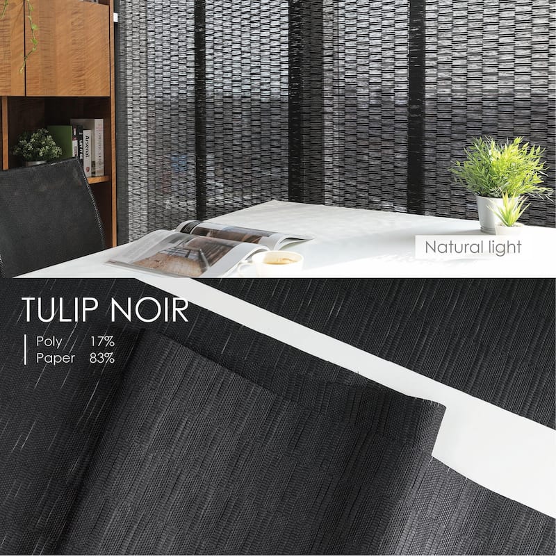 GoDear Design Natural Woven Adjustable Sliding Panel Track Blinds, Vertical Blinds, Earth Tone Color, 45.8"- 86" W x 96" L