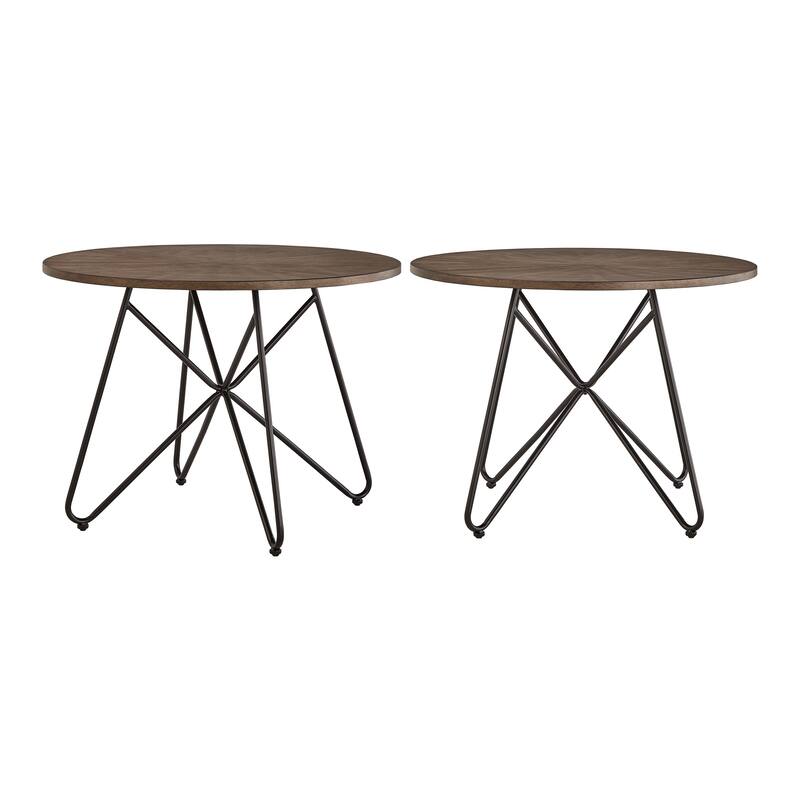 Krumlov Distressed Walnut Finish Round Dining Table