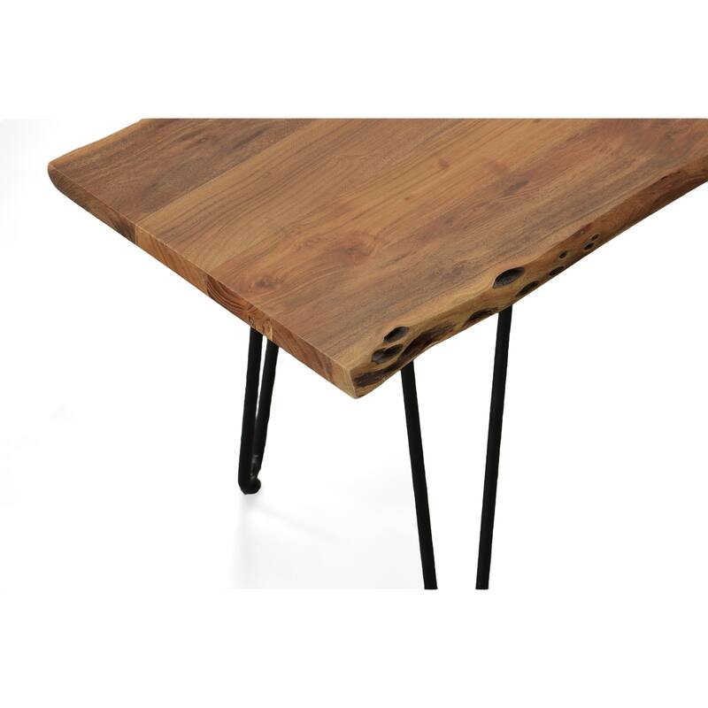 Carolina Living Seti Live Edge Coffee Table/Bench - Elm Top - Gold Base