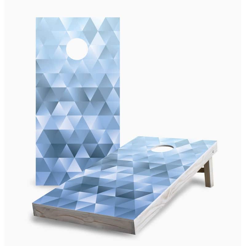 Blue Gray Mosaic Cornhole Game (Choose Wraps or Boards) - 2x4 Boards (24" x 48") - Include ALL Accessories