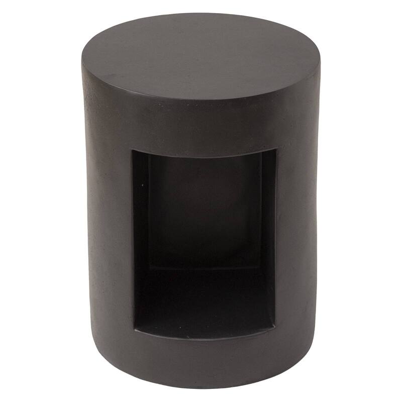 Nook 14" Wide Round Side Table in Fiberstone with Open Storage Compartment