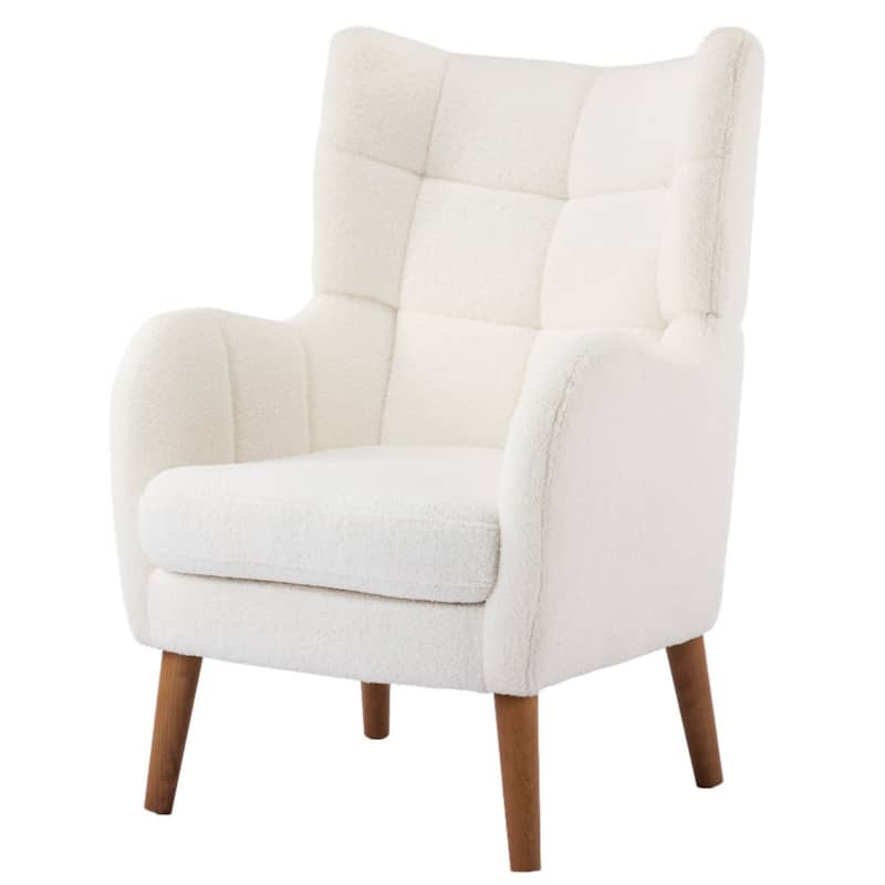 Christopher Knight Home - Josh 41" High Back Teddy Accent Chair, Comfy Modern Armchair with Birch Wood Legs