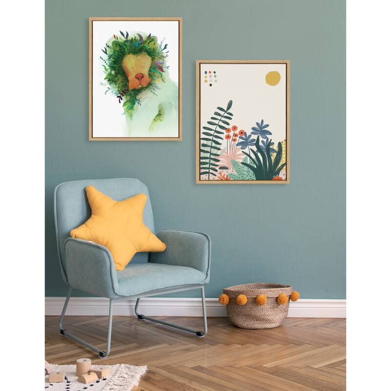Kate and Laurel Sylvie Jungle King Framed Canvas by Faryn Hughes