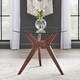 preview thumbnail 1 of 5, Lifestorey Trita Round Glass Table Walnut