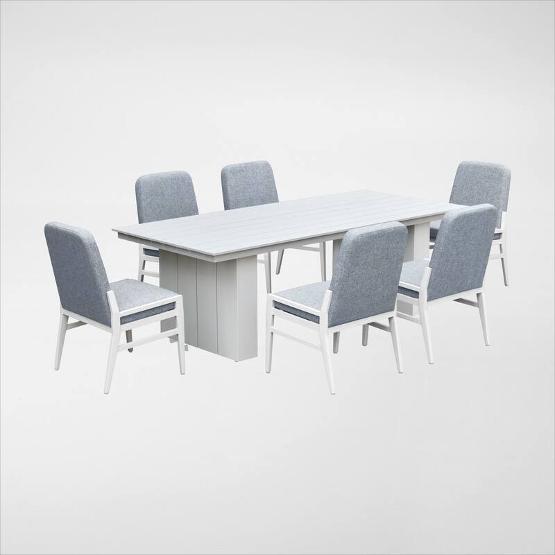 Nash Outdoor Dining Set - Buff 7-PC with Upholstered Chairs