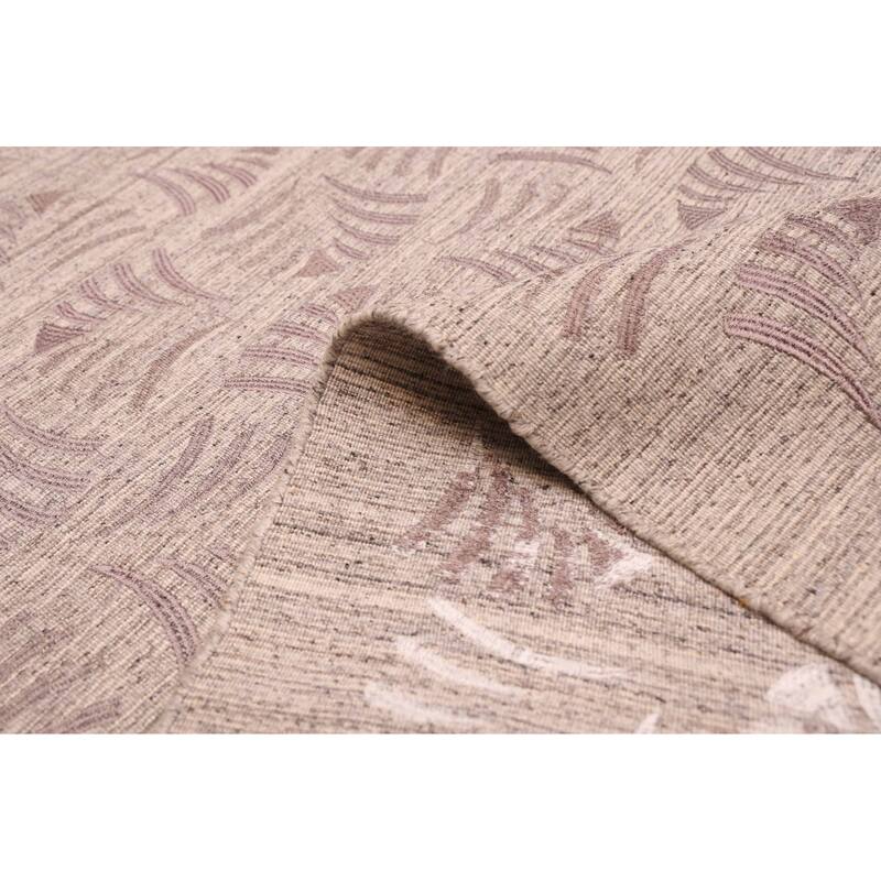 ECARPETGALLERY Flat-Weave Marrakech Taupe Wool Kilim - 5'4 x 7'3