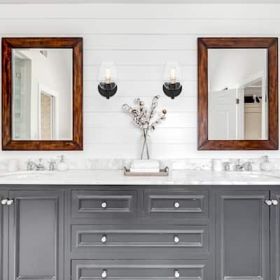 Summer Jazz 5.5 in. 1-Light Matte Black Wall Sconce Light with Clear Glass Shade for Bathrooms