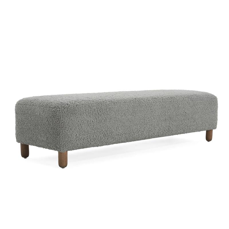 Simple and Versatile Design Comfortable Ottoman with Solid Pine and Plywood Frame, Assembly Required