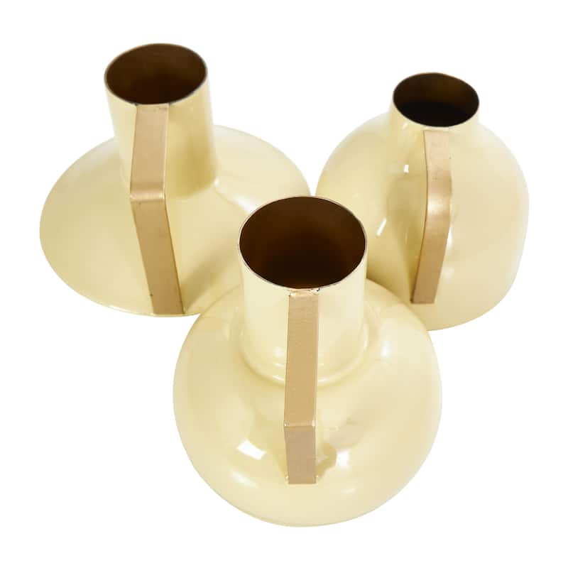 Metal Abstract Enameled Decorative Vase with Varying Shapes - Set of 3 Yellow or Blue - CosmoLiving by Cosmopolitan