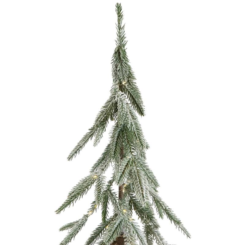 Pre-Lit Alpine Flocked Artificial Christmas Tree - 4' - Clear LED Lights - 4 Foot