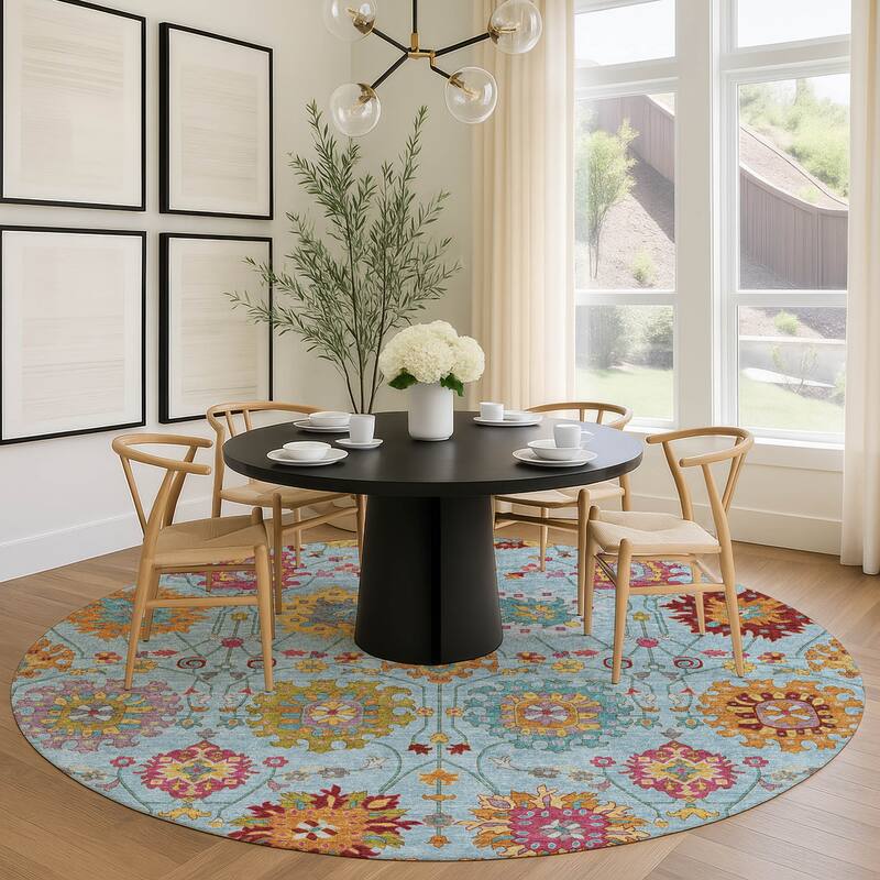 Machine Washable Indoor/ Outdoor Traditional Kashan Chantille Rug
