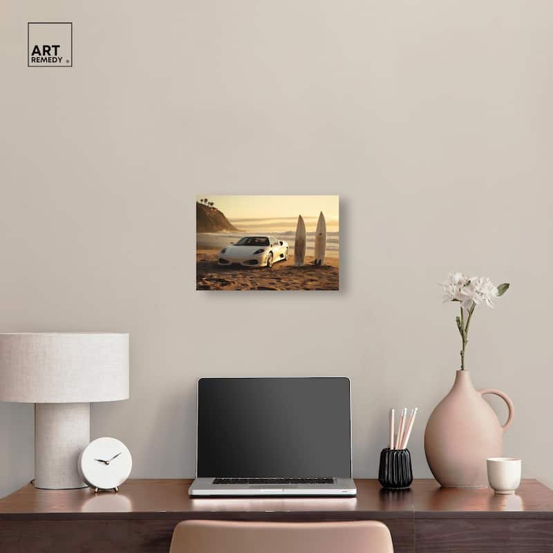 Sunset Beach Drive Canvas by Art Remedy, Gallery Wrapped