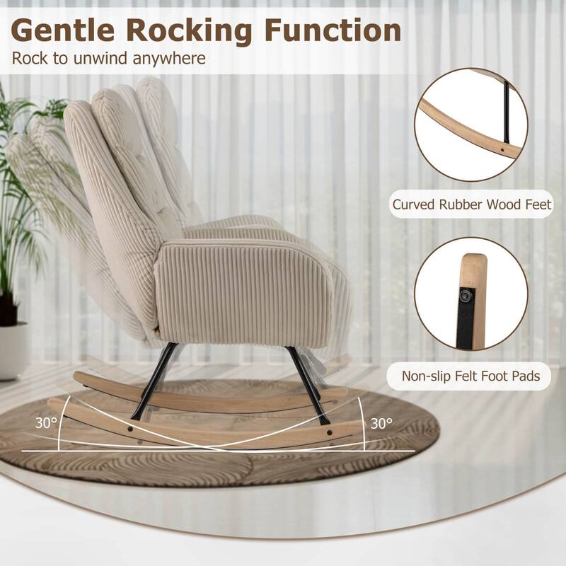 Costway 1/2 PCS Upholstered Rocking Chair with Padded Backrest & Seat