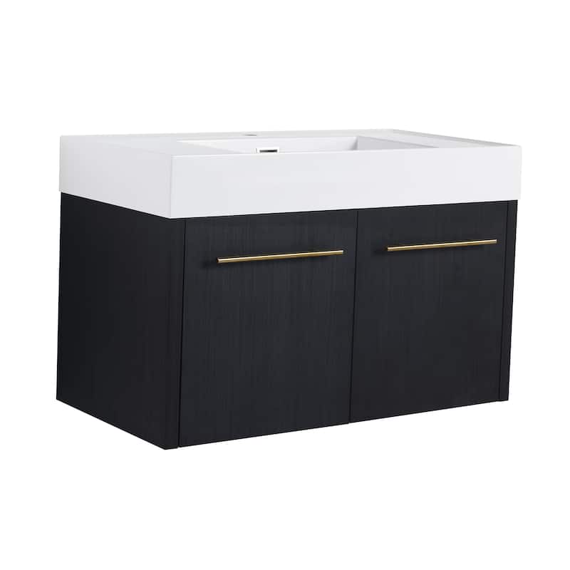 Topcraft Wall-Mounted Bathroom Vanity With Sink - 36" - Black Chestnut
