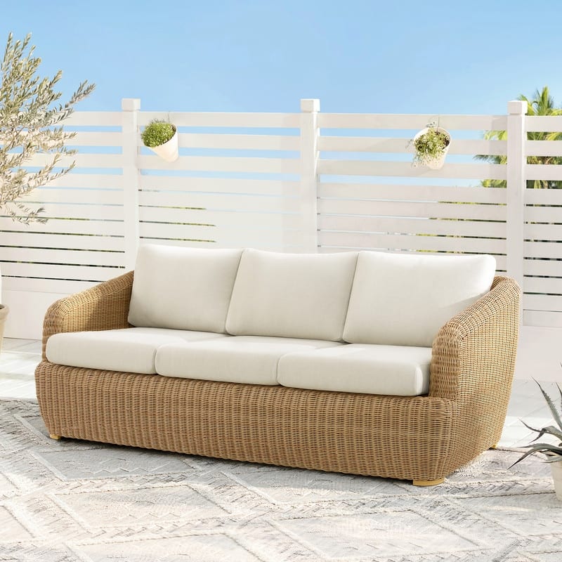 Spruce & Spring Patio Wicker Set with Plush Cushions & Swivel Chairs
