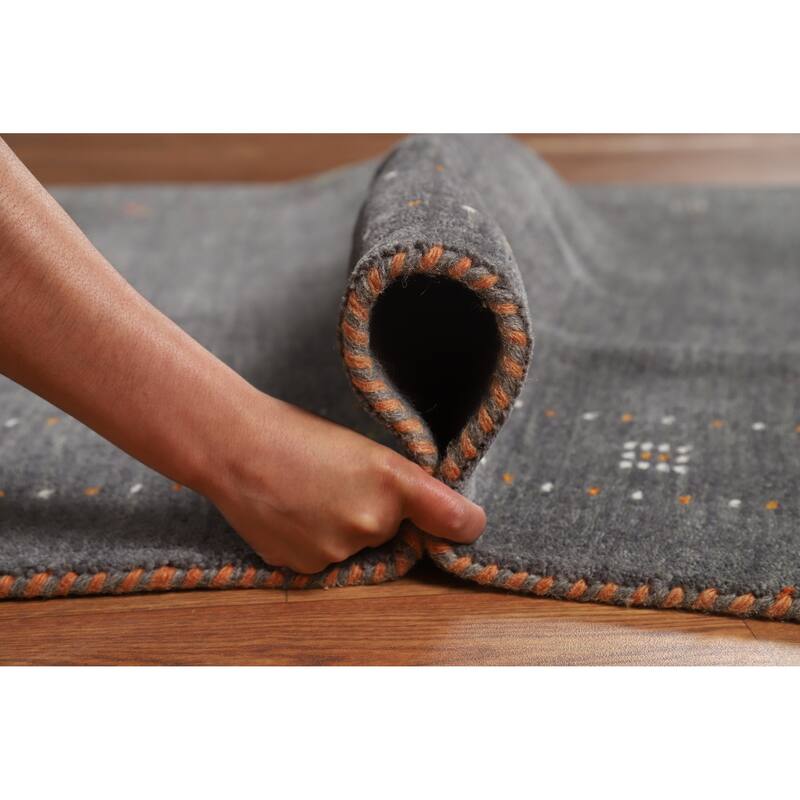 Hand Knotted Oriental 100% Wool Carpet Tribal Tribal Greys & Charcoal Gabbeh Area Rug - 5' 9'' X 4' 0''