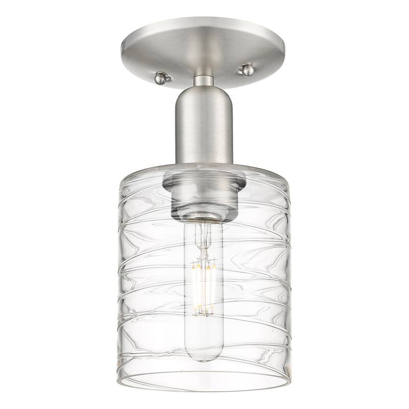 Innovations Lighting 716-1C-11-5 Cobbleskill Semi-Flush Cobbleskill 5" - Brushed Satin Nickel / Deco Swirl
