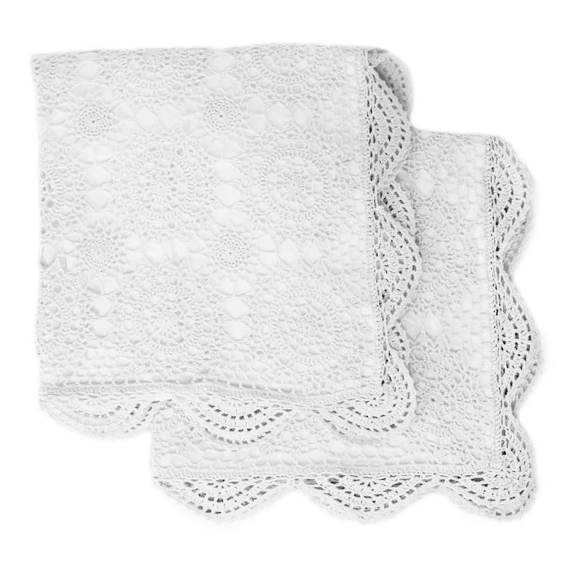 Handmade Crochet Sham and Accessories - White - King Sham - (Set of 2)