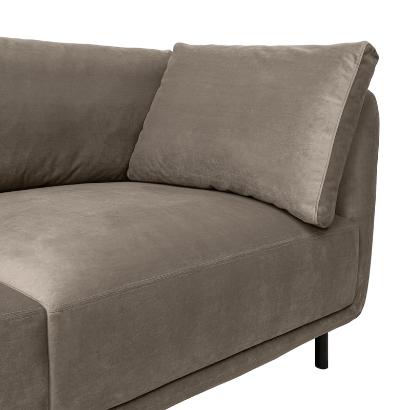 Serenity 79" Fabric or Velvet 3 Seater Cloud Sofa Couch with Black Metal Legs