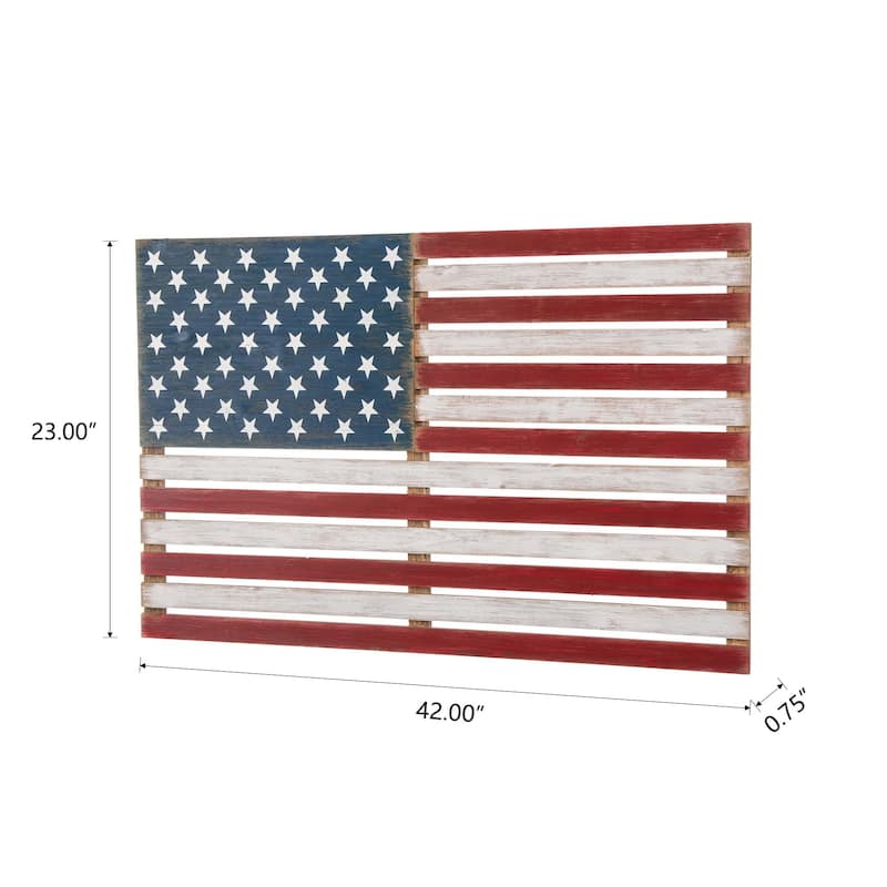 Glitzhome Wooden Patriotic National Flag or America Map Wall Decor