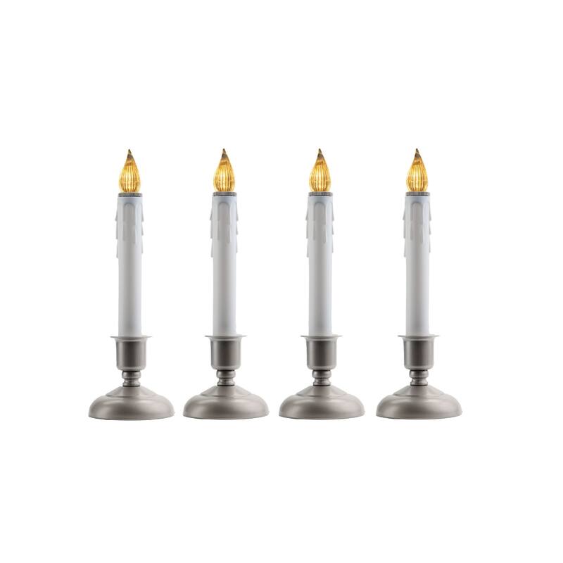 Set of 4 White Battery Operated LED Christmas Candle Lamps Sensors 9"