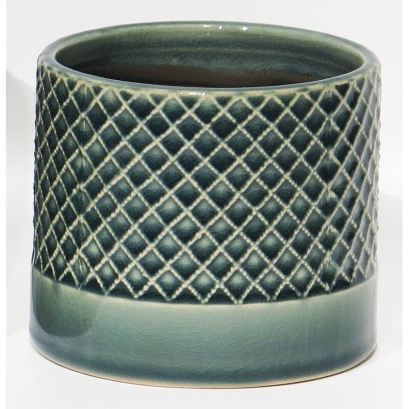 Blue Criss Cross Pattern Planter