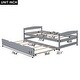 preview thumbnail 3 of 8, Twin Size Platform Kids Bed with Twin Size Trundle, Solid Pine Wood Frame, No Box Spring Needed, Headboard and Footboard, Grey