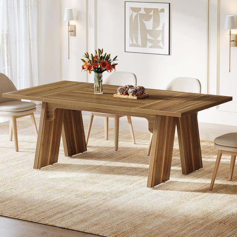 71" Large Farmhouse Dinning Table, Rectangular Dining Table for 6