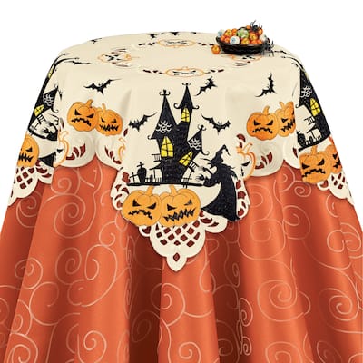 Frightful Night Embroidered Witches and Jack-O'-Lanterns Table Linens