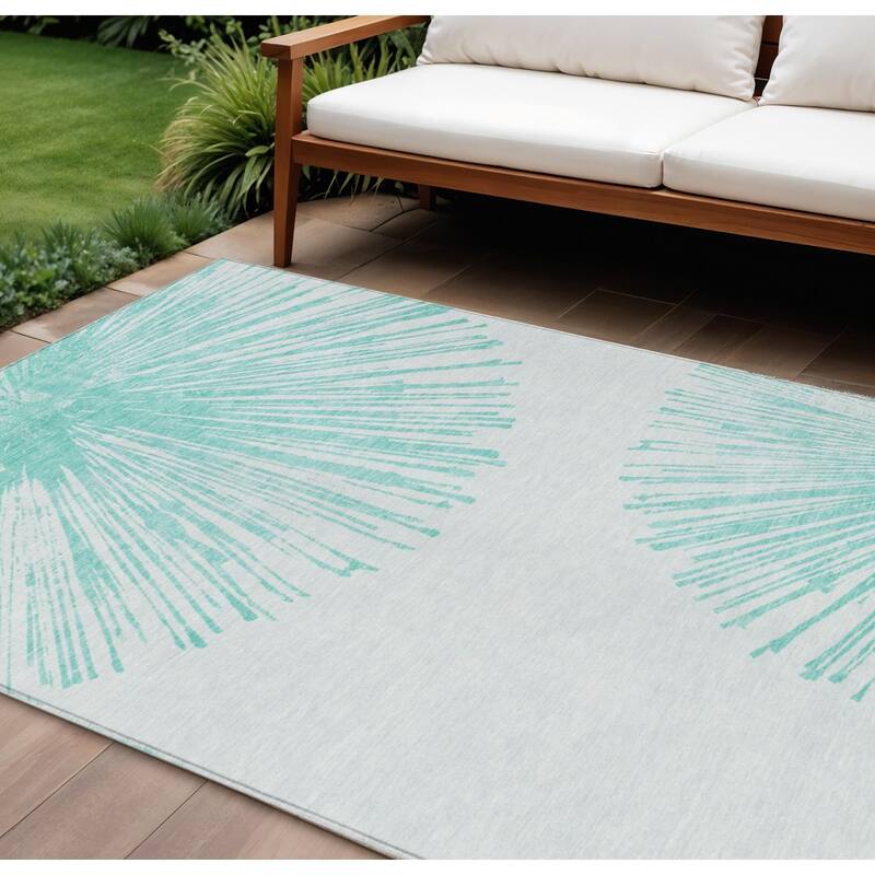 HomeRoots Abstract Transitional Rectangle Outdoor Rug - 9' X 12'