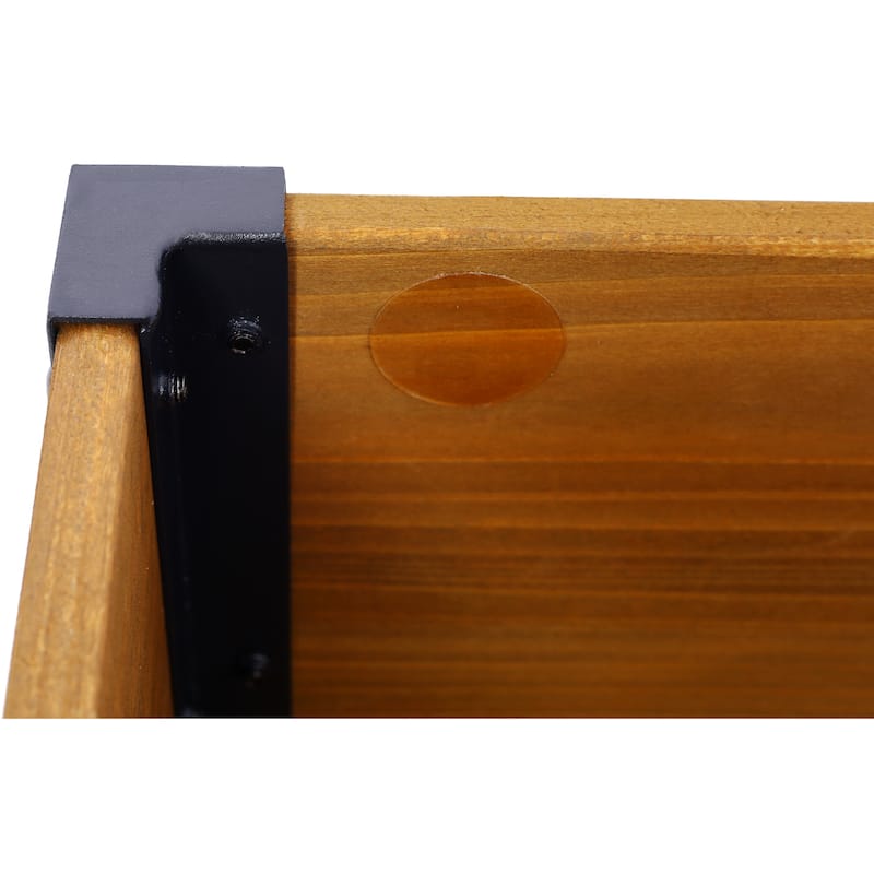 Anmytek Elevated Wooden Planter Box with Metal Legs, Weather Resistant Natural Wood, Adjustable Feet,Raised Garden Bed for Patio