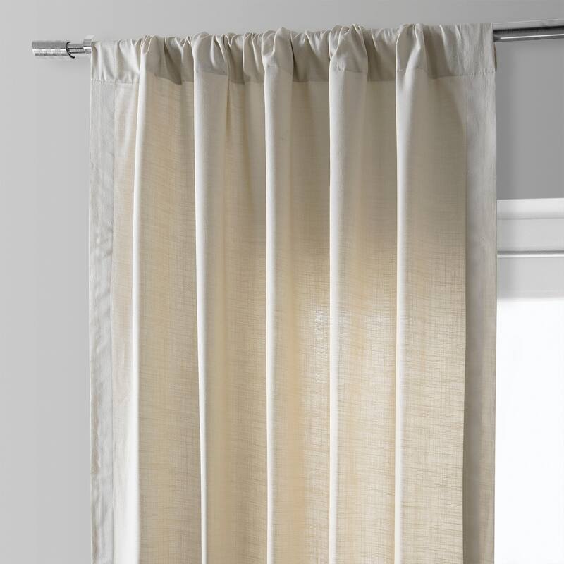 Exclusive Fabrics Bordered Textured Cotton Curtains For Bedroom & Living Room Curtains - Single Panel Drapes