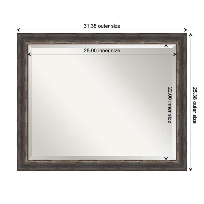 Beveled Wall Mirror - Bark Rustic Char Narrow Frame - Bark Rustic Char Narrow - 31.5 x 25.5-inch