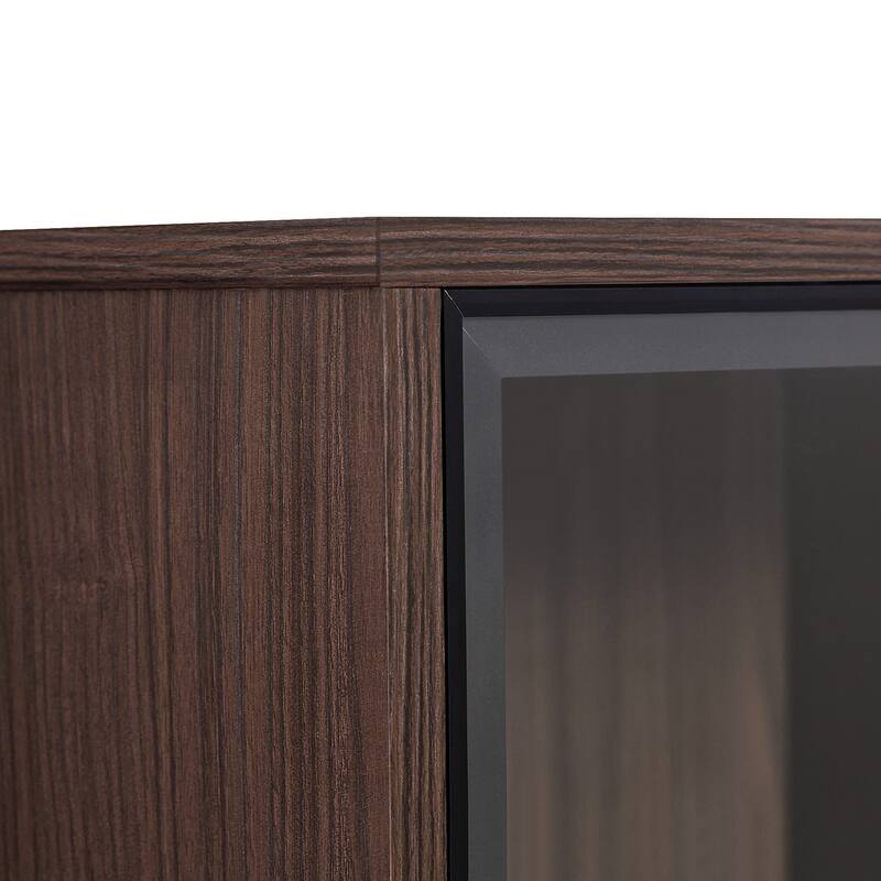 51.2 inch Display Cabinet Bookshelves, Curio Cabinet with Glass Doors & LED Lighting