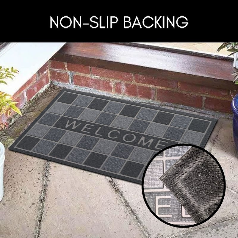 Welcome Rubber Door Mat 30x17 Inches - 30 L x 17 W x 1/4 H